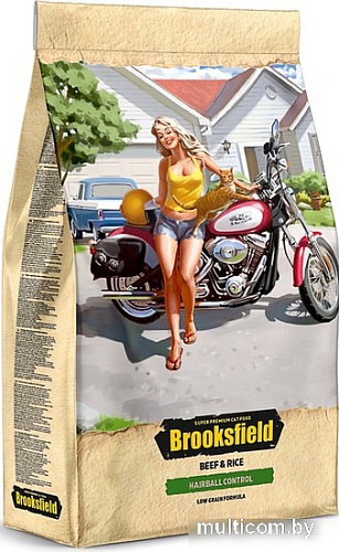 Сухой корм для кошек Brooksfield Hairball Control говядина/рис 400 г