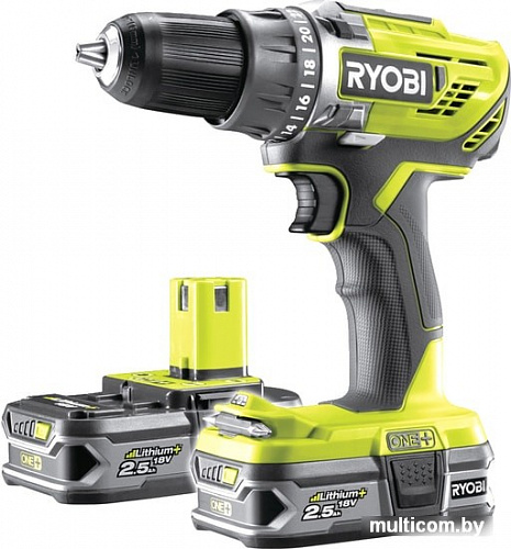 Дрель-шуруповерт Ryobi R18DD3-225S 5133003349 (с 2-мя АКБ 2.5 Ah, сумка)