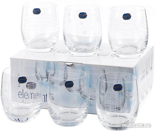 Набор стаканов для воды и напитков Bohemia Crystal Elements 25180/379712/300