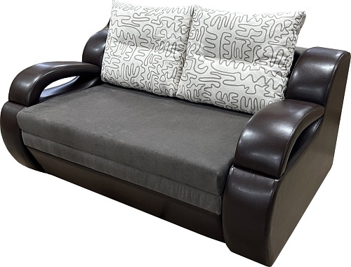 Диван Анмикс Каспер (коричневый велюр/кож.зам т.коричн/принт инкас)