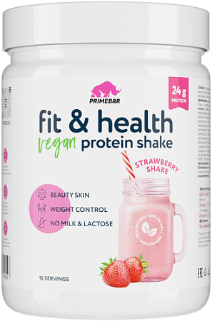 Протеин Prime Kraft Fit & Health Vegan Protein Shake (500 г, клубничный коктейль)
