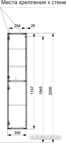 Эстет Шкаф-пенал Malta R 35x32x174.7 ФР-00007062