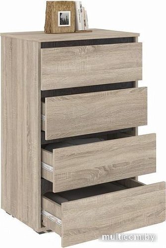 Комод Кортекс-мебель Бари 60 4ш (дуб сонома/дуб сонома/береза)