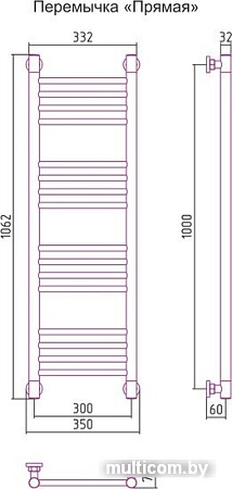 Полотенцесушитель Сунержа Богема+ 1000x300 00-0220-1030