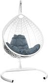 Подвесное кресло M-Group Капля Люкс 11030109 (белый ротанг/серая подушка)