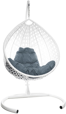 Подвесное кресло M-Group Капля Люкс 11030109 (белый ротанг/серая подушка)