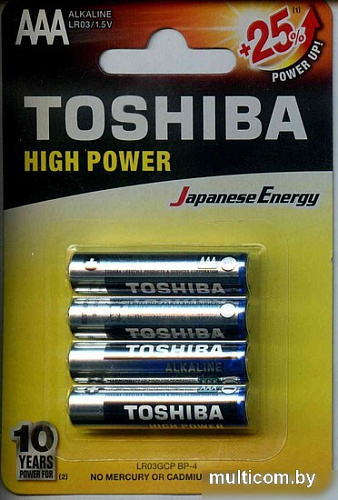 Батарейки Toshiba Alkaline LR03 4BP