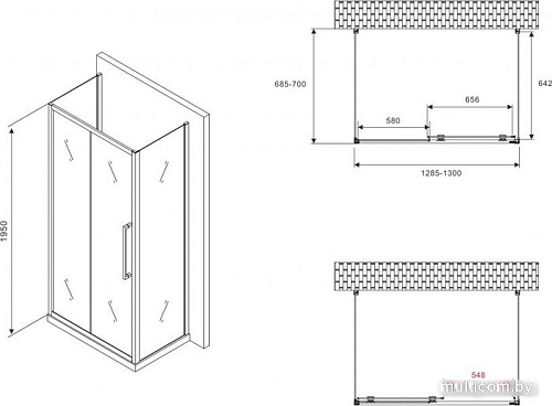 Душевой уголок Abber Schwarzer Diamant AG30130BH-S70B-S70B