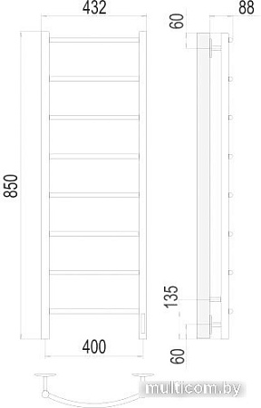 Полотенцесушитель TERMINUS Классик П8 400x850 нп электро