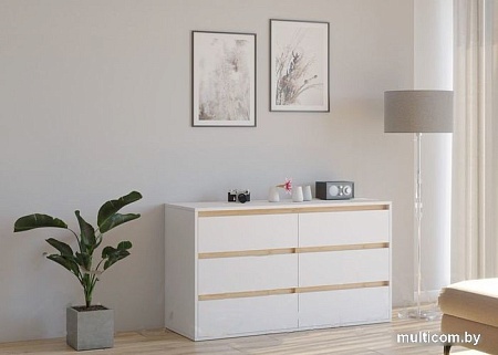 Комод Интермебель Рио-4 Р-004 (белый/дуб крафт золотой)