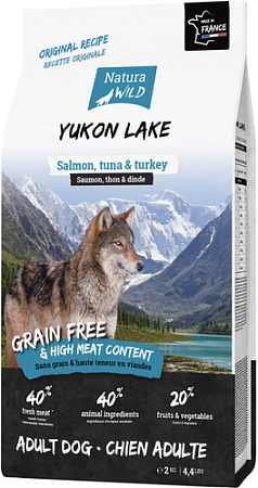 Сухой корм для собак Natura Wild Yukon Lake беззерновой для взрослых собак всех пород с лососем, тунцом и индейкой 12 кг