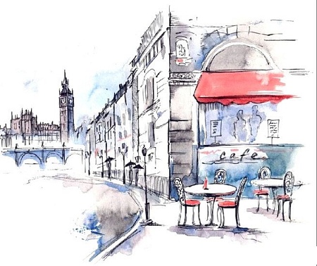 Фотообои Citydecor Лондон акварель с защитным покрытием 300x254